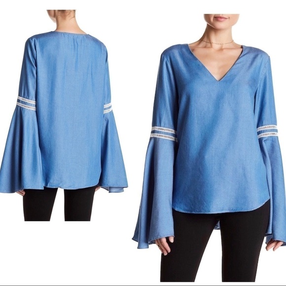 Lovers + Friends Bell Sleeve Chambray Top - Picture 8 of 8